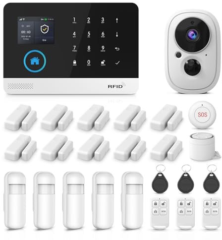 Sistema di allarme domestico 4G+WIFI con telecamera esterna Configurazione rapida e semplice, nessun canone mensile, controllo tramite app per la