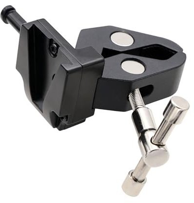 HangTon Soporte de abrazadera de cangrejo con placa de bloqueo en V para batería de montaje en V en barra de trípode, riel de soporte de luz, forma de garra, liberación rápida