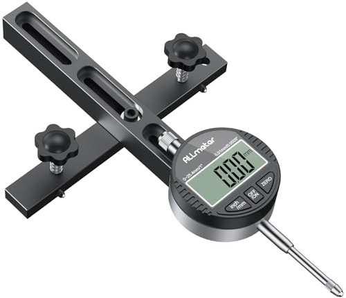 Table Saw Alignment Tool with Digital Dial Indicator 0.01mm Precision Gauge | CNC aluminium bar with adjustable mitre slot fit, 18cm extension arm for table saw and router table calibration