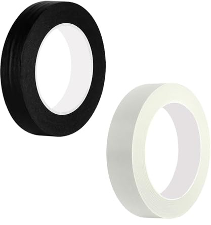 Ctyjia 2 Rollen Malerband Kreppband, 10 mm x 50 m Abklebeband, Leicht Abnehmbar Keinerlei Rückstände, Klebebänder für Malerarbeiten und Dekoration, Weiß und Schwarz