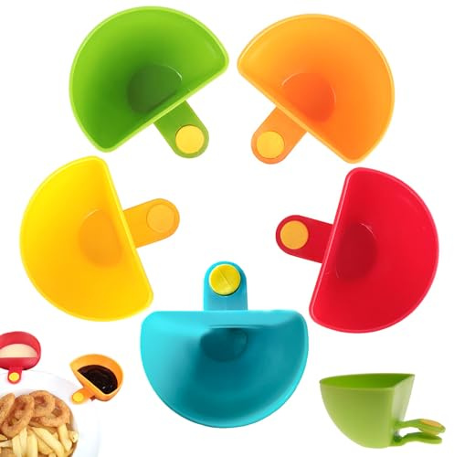NIVRAIN 5 Piezas Creativo Mini Cuencos para Salsas PP, Conveniente Clip en Mini Plato de, Cuencos Pequeños Aperitivos Multifuncional para Ketchup, Salsa de Chile, Vinagre de Verduras, Mostaza