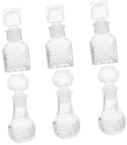 MUCKLILY Diseño Elegante de 50 Ml Juego de 6 Botellas de Vidrio para Dispensador de Vino y Licor y Preservación de Frescura Adecuado para Uso en Bar en Casa y Fiestas