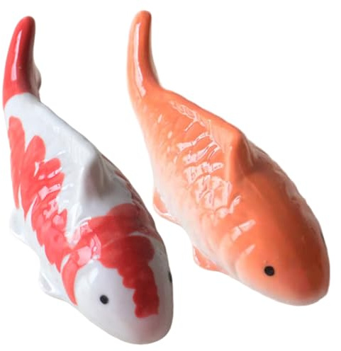 Lawnrden Ceramic Floating Fish, Aquarium Koi, 2PCS Fish Floatable Figurines for Tank Fairy Garden Pond Underwater Tea Pet Decor