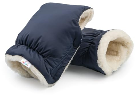 DANKA Guanti scaldamani per passeggino con caldo pile e cotone, interno impermeabile e antivento, misura universale per passeggino, passeggino (blu scuro)