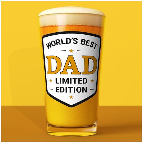 Insaxa Dad Gifts - World's Best Dad Beer Glass (1 Pint/570ml) Father's Day Gifts Presents for Birthday Gift for Christmas Pint Glass Gift