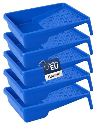 BAKOKI 5 bandejas de Pintura de 25 x 33 cm, Bandeja de Pintura para Pintura de Pared, Bandeja de plástico Azul, Ancho 25 cm, Longitud 33 cm, Accesorios de Pintura, Suministros de Pintura