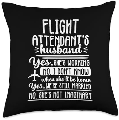 Funny Husband Flight Attendant Aviation Pilot Men Cabin Crew Throw Pillow