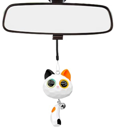 Omnikryp Ornements de Voiture, Mignon Chat Chaton Decoration Voiture, Pendentif-Voiture Retroviseur, Cadeaux d'Anniversaire Décoration Charme, Convient à Tous Les Modèle (Couleur)