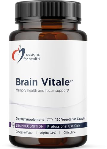 Designs for Health Brain Vitale - Synergistic Nutrient and Plant Extract Formula, 500 mg Acetyl-L-Carnitine, 250 mg Citicoline - Vegetarian, Gluten Free, Dairy Free, Non-GMO - 120 Capsules