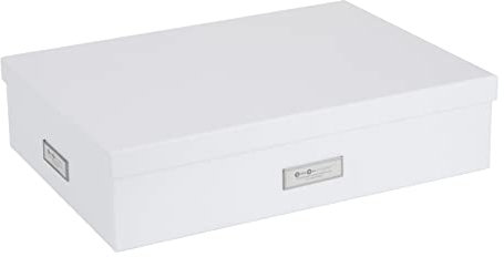 BIGSO JAKOB Sortierkasten mit 12 Fächern – Aufbewahrungsbox mit Deckel und Griff für Accessoires, Bürobedarf, Kosmetik usw. – Fächerbox aus Faserplatte und Papier – weiß