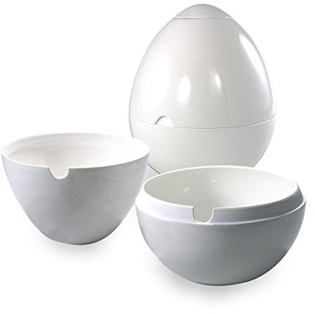 Franquihogar Ovum - Suppenterrine/Salatschüssel aus weißem Porzellan 3 in 1