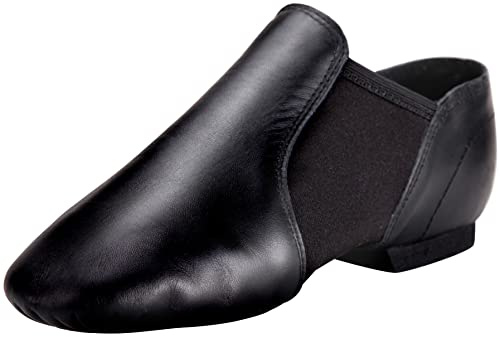 Linodes (Tent Leather Upper Jazz Shoe Slip-on for Women and Men's Dance Shoes Black 4M