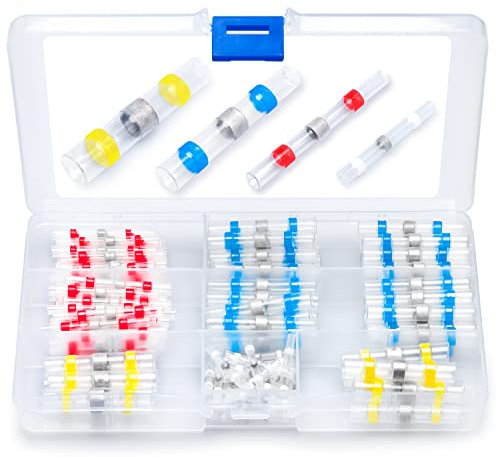 Wirefy 110 Pièces Kit de Cosses Électriques Thermorétractables à Souder - Cosses Électriques Étanches - Raccordement Bout à Bout Imperméable - 0,14-6 mm²