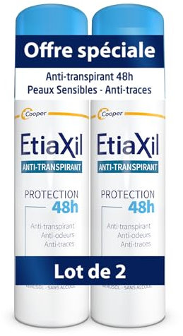 ETIAXIL - Déodorant Anti-transpirant - Traitement Transpiration Modérée - Aisselles - Protection 48h - Aérosol - Fabriqué en France - 150 ml - Lot de 2