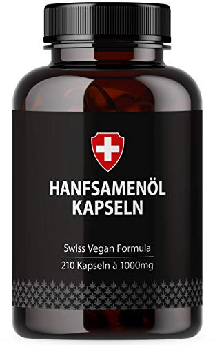 Hanföl in Softgel-Kapseln | Hochdosiert mit 1000mg Hanfsamenöl pro Kapsel | Von Active Swiss | Kaltgepresst für 210 Tage / 7 Monate