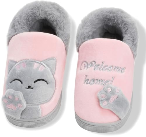 Sisttke Hausschuhe Kinder Winter Herren Damen Plüsch Wärme Pantoffeln | Niedlich Eltern-Kind-Schuhe, Baumwolle, Kuschelige, Bequeme, Home Slippers