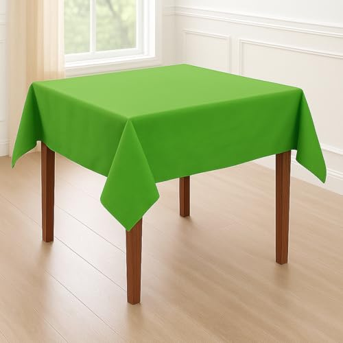 Hans-Textil-Shop Tischdecke Hellgrün 80×80 Baumwolle – Uni Tischtuch quadratisch, pflegeleicht & bügelfest, handgefertigte Baumwoll Tischdecke mit 4-Seiten-Saum für Küche, Esszimmer & Deko
