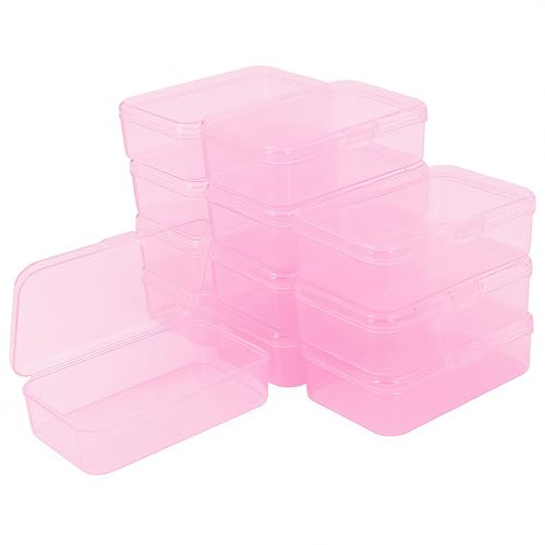 Goodma 12 Pieces Rectangular Plastic Boxes Empty Storage Organizer Containers with Hinged Lids for Small Items and Other Craft Projects (85 x 55 x 25 mm, Pink)