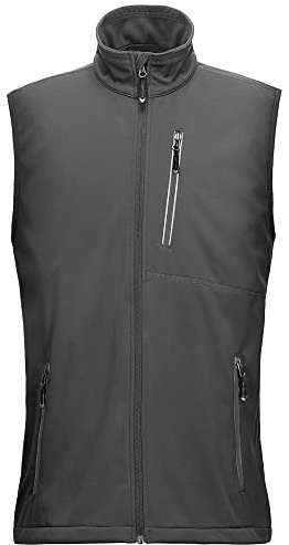 33,000 fot lätt softshell väst för män, vattentät vindtät löparväst, ventilerande väst gilet ärmlös jacka för cykling, löpning, vandring, golf, arbete, GRÅ, L