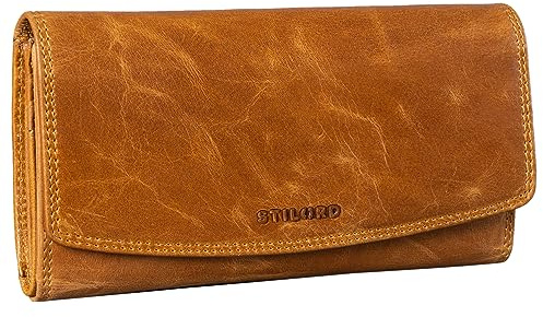 STILORD “Felicia” Große Geldbörse Damen Leder RFID Schutz Vintage Frauen-Portemonnaie Viele Kartenfächer Frauengeldbörse Groß mit Reißverschluss in Geschenkbox Echtleder Farbe:schwarz