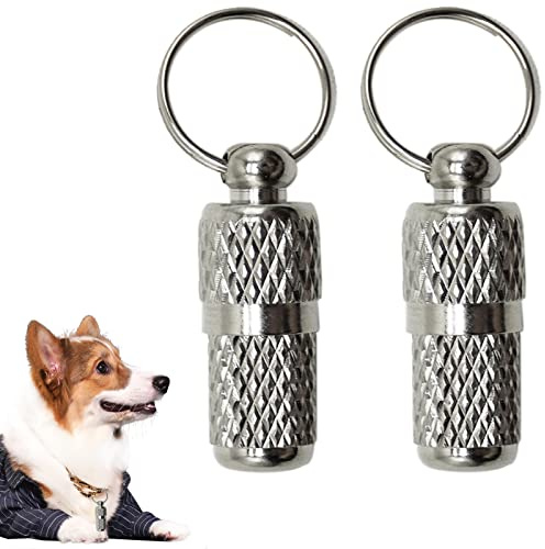 SZCXDKJ Pet ID Tag - 2Pcs Mini Anti-Lost Dog and Cat Tag Barrel Tube With Address Name Label for Collar