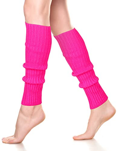 Neer Damen Beinstulpen Gerippte Beinlinge 80er Jahre Lange Beinwärmer Stiefel Knöchelwärmer(Rosenrot)