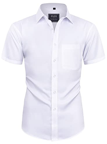 siliteelon Herren Kurzarm Hemden Casual Regular Fit Bügelfrei Business Hemd Faltenfrei Formales Hemd mit Tasche