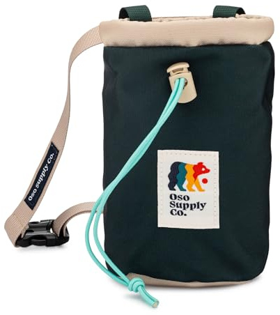 Oso Supply Co - Chalk Bag for Rock Climbing, Bouldering Chalk Bag Bucket with Quick-Clip Belt, Zippered Pockets and Pouch - Perfect Indoor/Outdoor Rock Climbing Gear Equipment (Cascade Green)