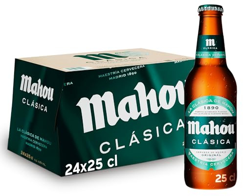 Mahou Clásica, Cerveza Lager Dorada, Pack 24 Botellas x 25cl