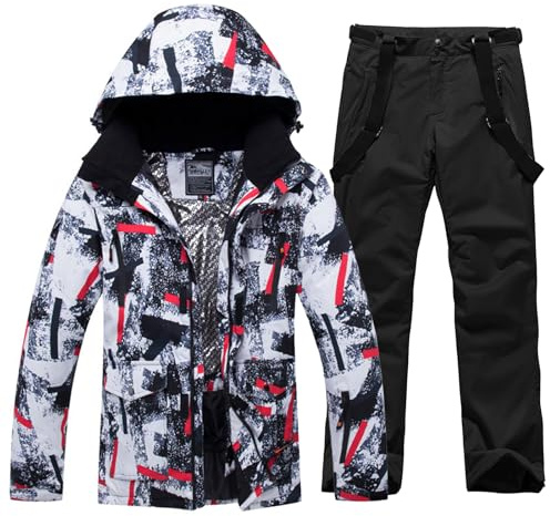 Vêtements de Ski Pour Hommes Vestes de Ski et Pantalons Longs Ensembles Imperméables Vêtements de Ski Vestes de Snowboard Pantalons Vêtements de Ski Pour Hommes HBT+Black XS
