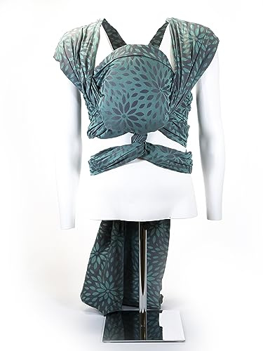 Babytragetuch aus 100% Bio-Baumwolle | Gr. 6 (470cm) | ab Geburt bis Ende der Tragezeit | diagonal elastisch gewebt | nachhaltig produzierte Garne | Flora Celadon