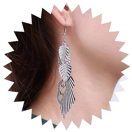 Inilbran Boho Blatt Flügel Ohrringe Vintage Blatt Baumeln Ohrringe Silber Filigrane Flügel Tropfen Ohrringe Personalisierte Super Leichte Blatt Ohrringe Schmuck Für Frauen Und Mädchen