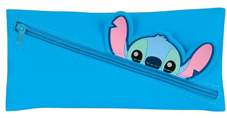 Stitch Federmäppchen für Kinder, ideal für Kinder im Schulalter, bequem und vielseitig, Qualität und Widerstandsfähigkeit, 22 x 1 x 11 cm, Blau, blau, Estándar, Lässig