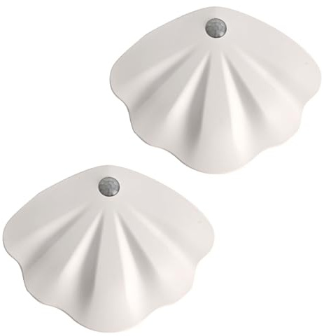 Shell Bewegungsmelder Nachtlichter, Magnetisches Muschel-Nachtlicht, 3 Farblicht & 3 Beleuchtungsmodi für Badezimmer, Treppen, Schlafzimmer, Kinderzimmer, Flur (Weiß, 2 Stück)