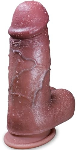 Goswetoy 2.38'' Diameter Thick Huge Realistic Dildo,Double Layer Liquid Silicone Dildo with Strong Suction Cup,Lifelike Fake Penis Adult Sex Toy for G-Spot Stimulation Orgasm. (7.48‘’ Girth)