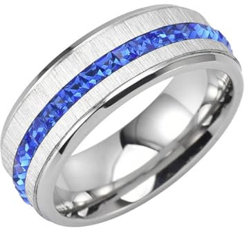 Edelstahl Ring Männer, Ring Herren Silber mit Zirkonen Gebürstet Zircon Ring Ringe für Herren Männer Größe 65 (20.7)
