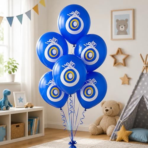 Luftballons Nazar Auge Blau Weiß Gelb – 10 Stück Partyballons Evil Eye – Kindergeburtstag, Baby Shower, Sünnet, Taufe, Geburtstag, Dekoration
