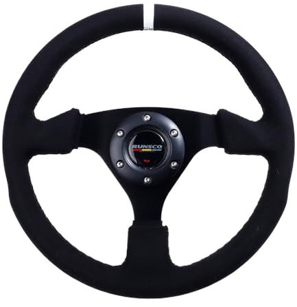 GeRRiT Lenkrad 13 Zoll 330 mm Lenkrad flaches Wildleder Auto Drift SIM Racing Lenkradsteuerung 70 mm Steering Wheel