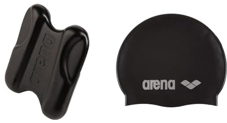 Arena Pull Kick II Swim Trainingshocker & Classic Unisex Silikon-Badekappe, Schwimmkappe für Frauen und Männer, Badekappe mit Verstärktem Rand, Weiche und Strapazierfähige Schwimmkappe