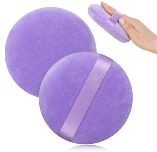 Borla de polvo para el cuerpo, 10,5 cm, redonda, borla grande, ultrasuave, lavable, para polvos corporales, reutilizable, grande, borla de polvo, borlas sueltas, húmedas y secas