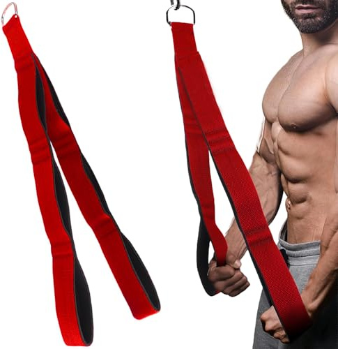 Triceps rep träningsutrustning, styrketräning spännrep levereras med förvaringsväska, Triceps-tränare för lat pulldowns, lämplig för triceps styrketräning gymtillbehör (röd)
