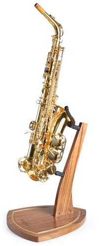 Saxophone Stand, Wood Sax Stand with Soft Silicone Yokes for Alto Tenor | for Alto and Tenor, Handcrafted, Hardwood, for Home Decor Studio Display, Soft Padding, Single Holder, Gift Choice