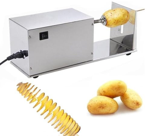 Trancheur De Pommes De Terre Électrique 50W Trancheur Tornade De Pommes De Terre en Acier Inoxydable Trancheur Automatique Trancheur De Pommes De Terre en Spirale Coupe Frites