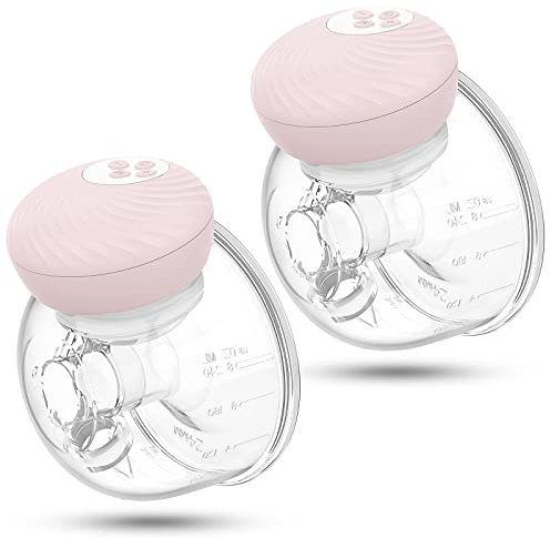 Nenesupply Electric Breast Pump Hands Free - Wearable Breast Pump Leak-Proof Breast Pumps Electrical, 12 Levels 3 Modes, Painless Low Noise, BPA Free (Pink, Two Packs)