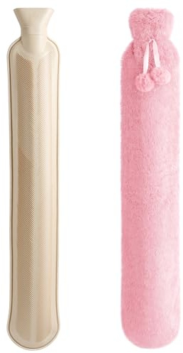 Homealexa Bouillotte Longue avec Housse Souple 2L, Bouteille d'Eau Chaude avec Chauffe-mains, Sac Chauffe-Ventre, Bouteille de Lit pour Femmes et Hommes