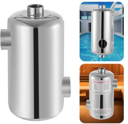 Lilyeriy Edelstahl Pool-Heizung Poolwärmetauscher 28kW 28kBtu/h Schwimmbad-Wärmetauscher Umgekehrter Auslass und Einlass 292 x 134 mm
