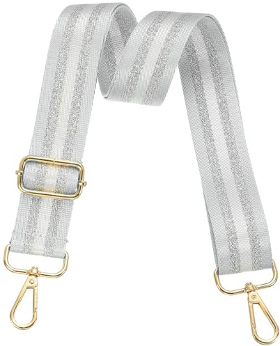 PATIKIL Purse Strap, Wide Shoulder Strap Adjustable Crossbody Bag Straps Universal Replacement Shoulder Bag Belt for Women's Handbags Canvas Guitar Bag Backpack, Silver