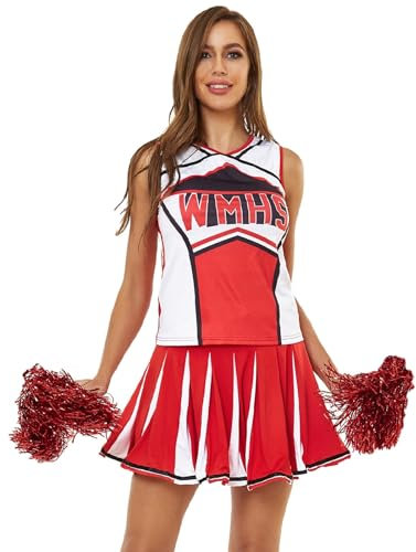 Sobzia Kostüm Mädchen Cheerleader,Karneval Kostüm Damen Sexy,Adventskalender Fußball,Kostüm Cheerleader Mäd