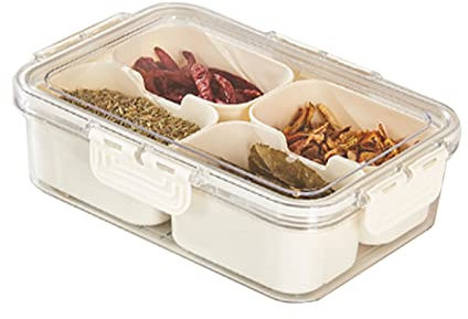 Scatola Divisoria per Frigorifero Multi-griglia, Scatola Portaoggetti in Plastica con Coperchio per Gnocchi, Verdure, Frutta, Condimenti, Contenitore per Alimenti Comodo e