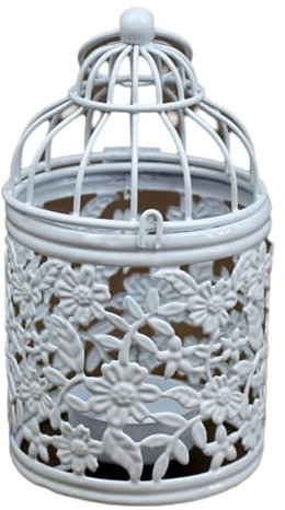 WOURRD Supporto bianco per gabbia per uccelli con intricato bastone di progettazione cavo per matrimoni e feste